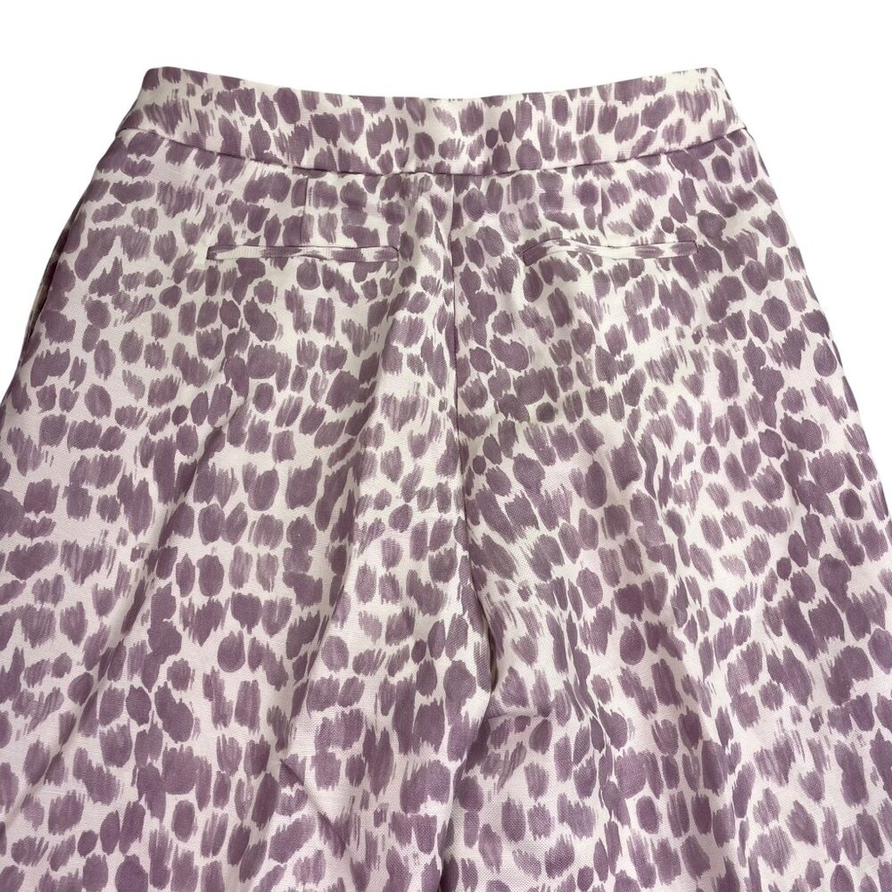 J.Crew Womens Purple Animal Print Linen Blend Pants SRelaxed Fit Long Size 6T - Picture 4 of 11